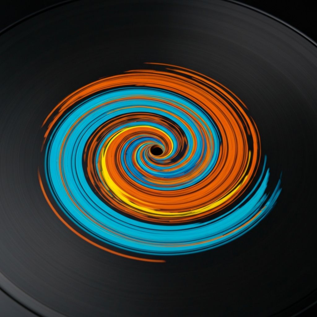 Disco de Spin Art girando con colores vibrantes