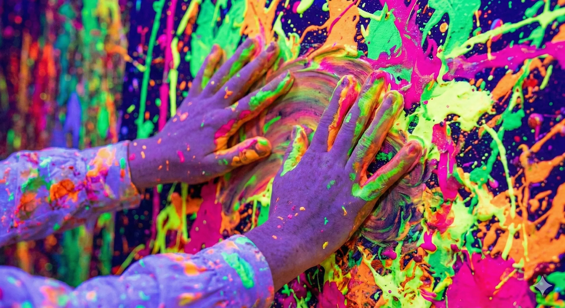 Pareja creando arte en Splatter Room